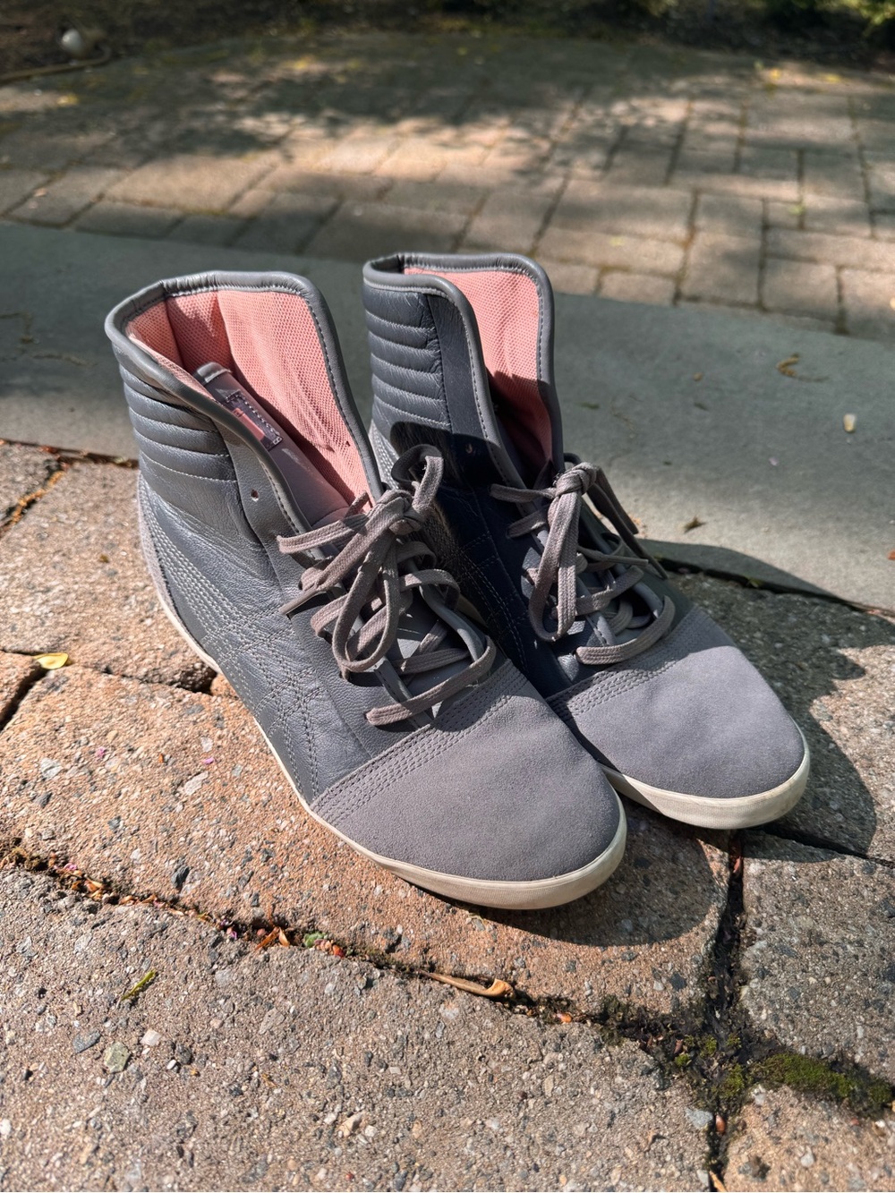 Onitsuka Tiger by Asics Gray High-Top Sneakers with Pink Lining